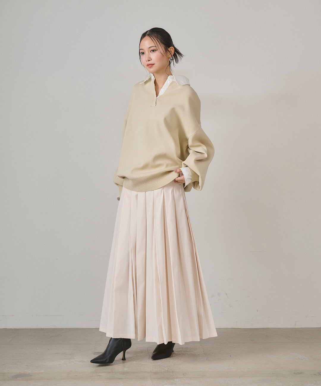 (eliuu)W Tuck SENSU Pleat SK