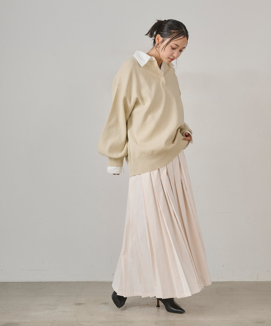 (eliuu)W Tuck SENSU Pleat SK