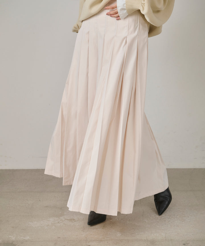 [SET]Bubble Layer Stripe Shirt+W Tuck SENSU Pleat SK