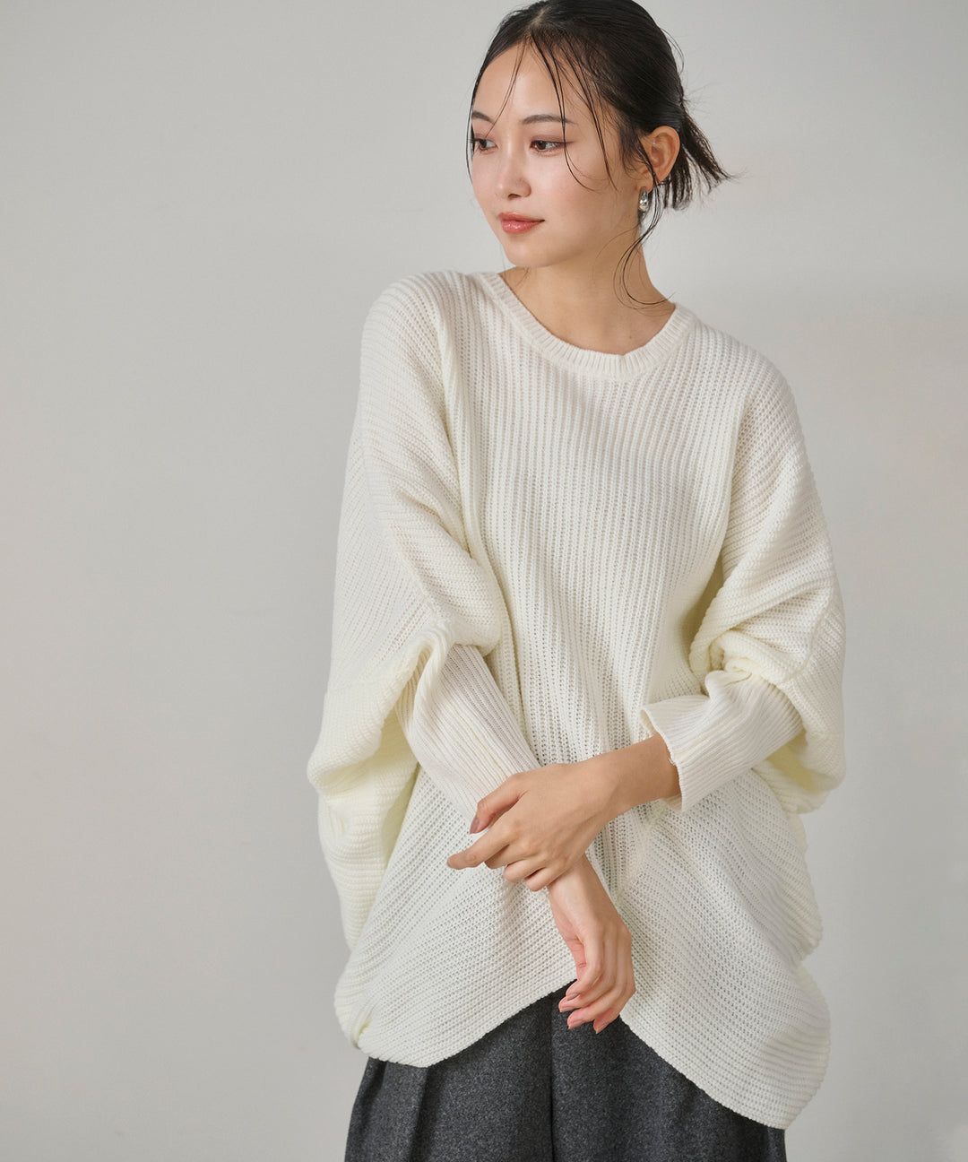 (eliuu)Drape Dolman Knit