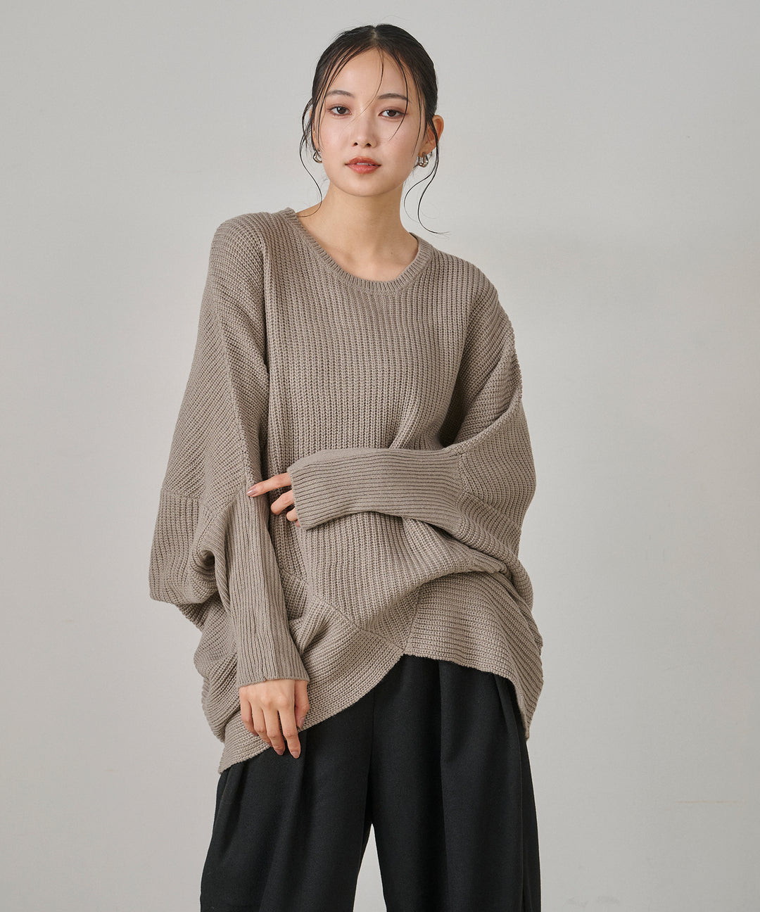 (eliuu)Drape Dolman Knit