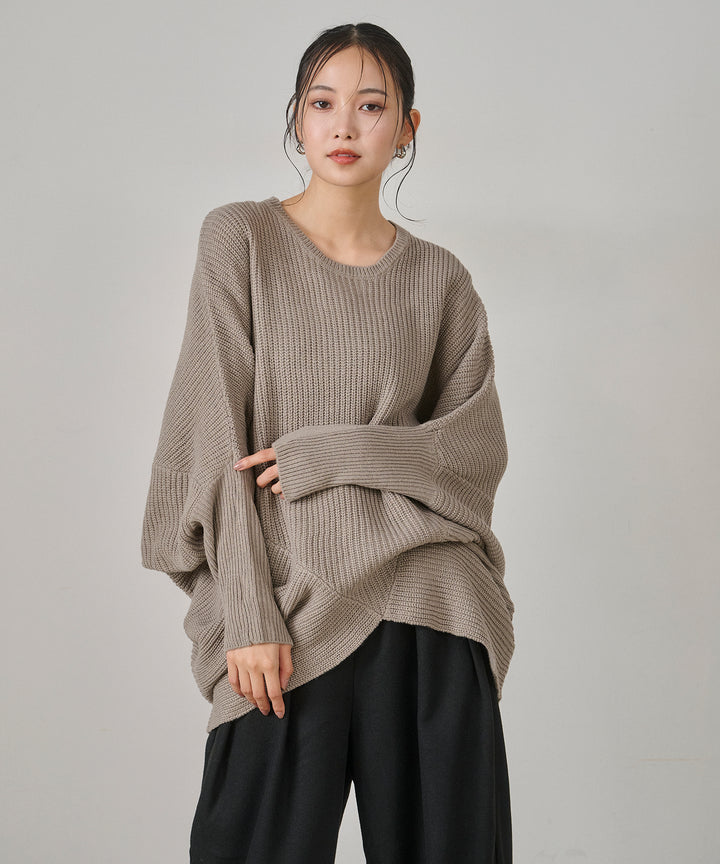 (eliuu)Drape Dolman Knit