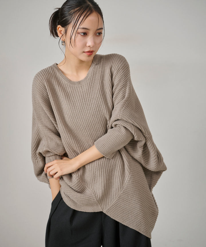 (eliuu)Drape Dolman Knit