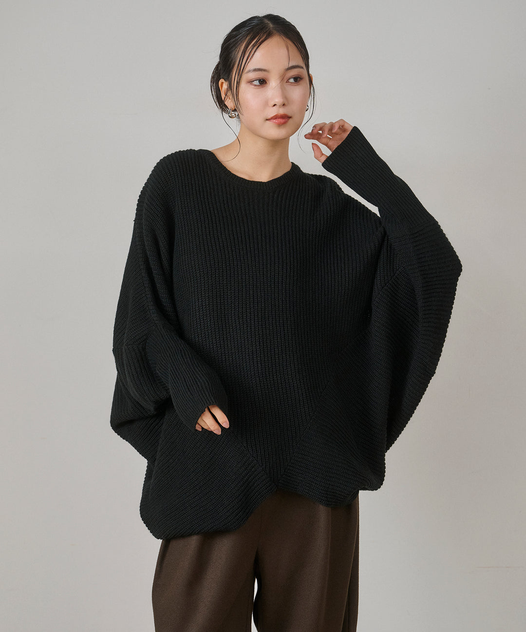 (eliuu)Drape Dolman Knit