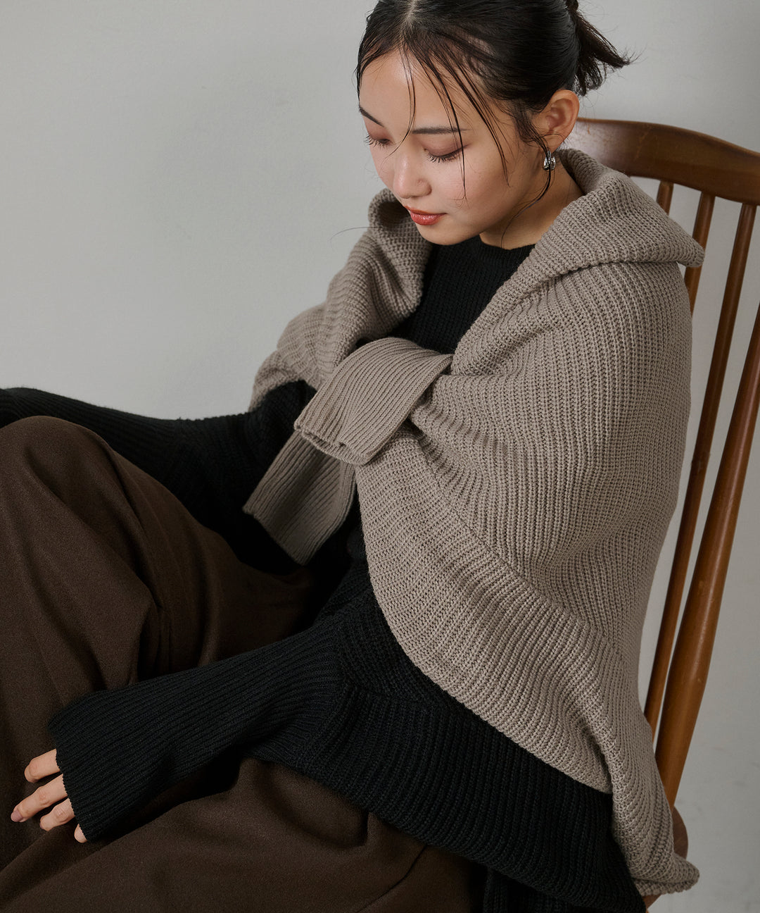 (eliuu)Drape Dolman Knit