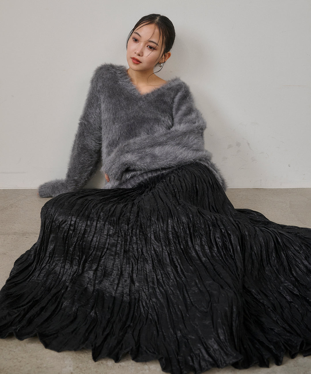 (eliuu)Random Pleat Gloss SK