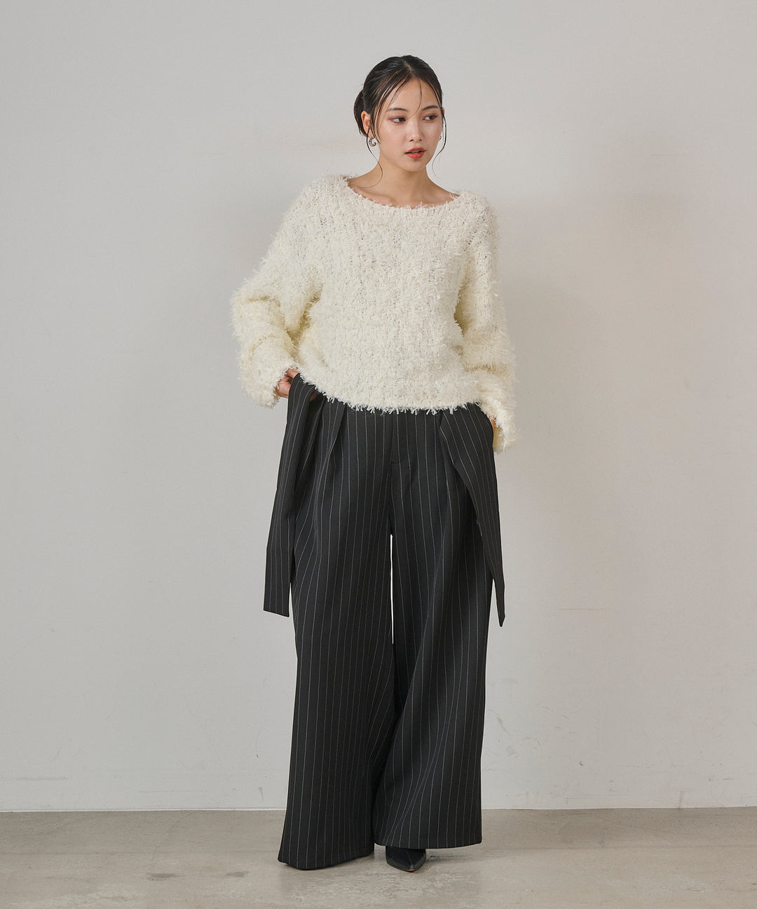 (eliuu)Pinstripe Coil Slacks