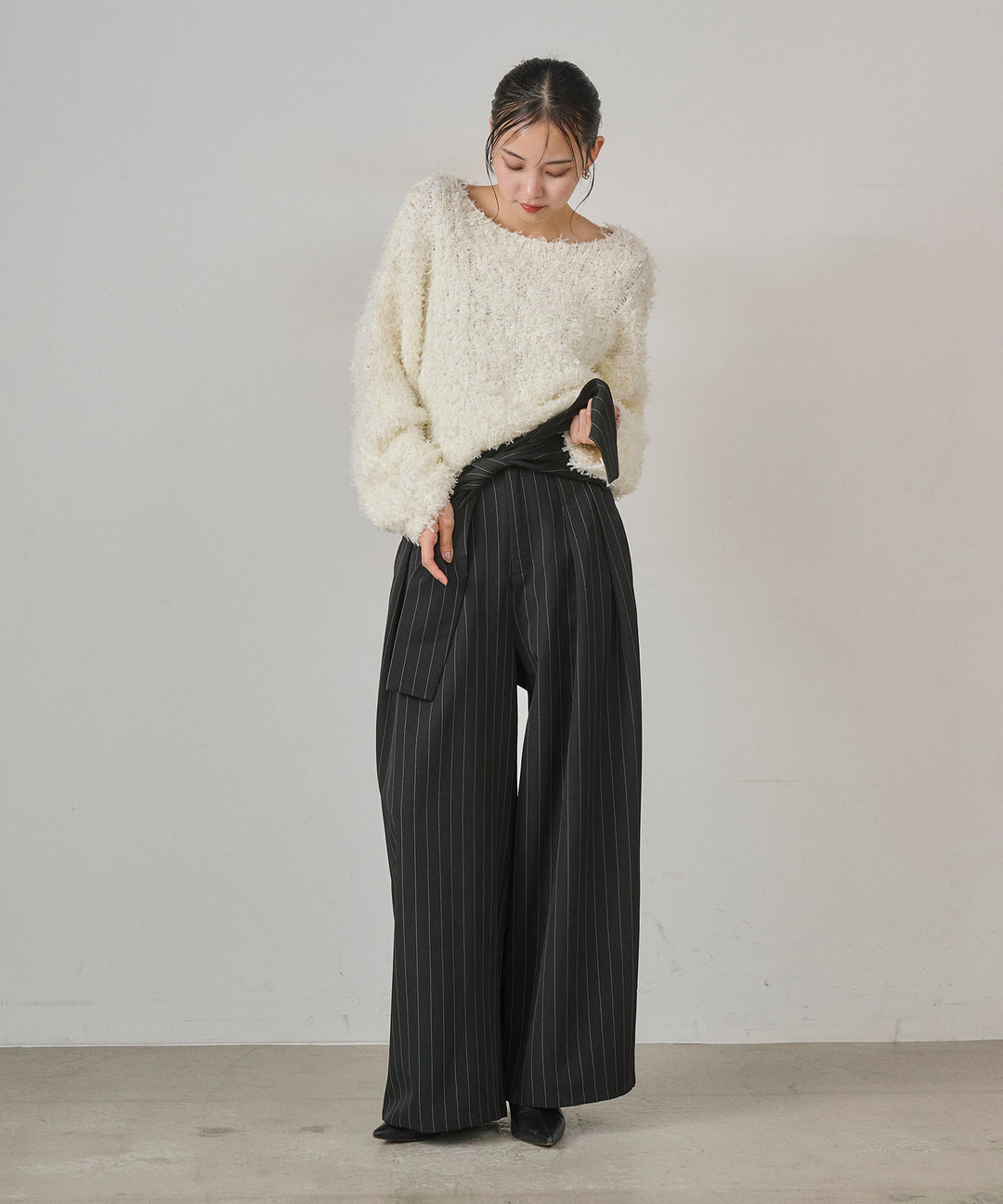 (eliuu)Pinstripe Coil Slacks