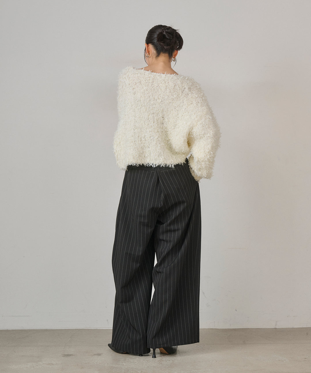 [SET]Tape Yarn P/O Kint+Pinstripe Coil Slacks