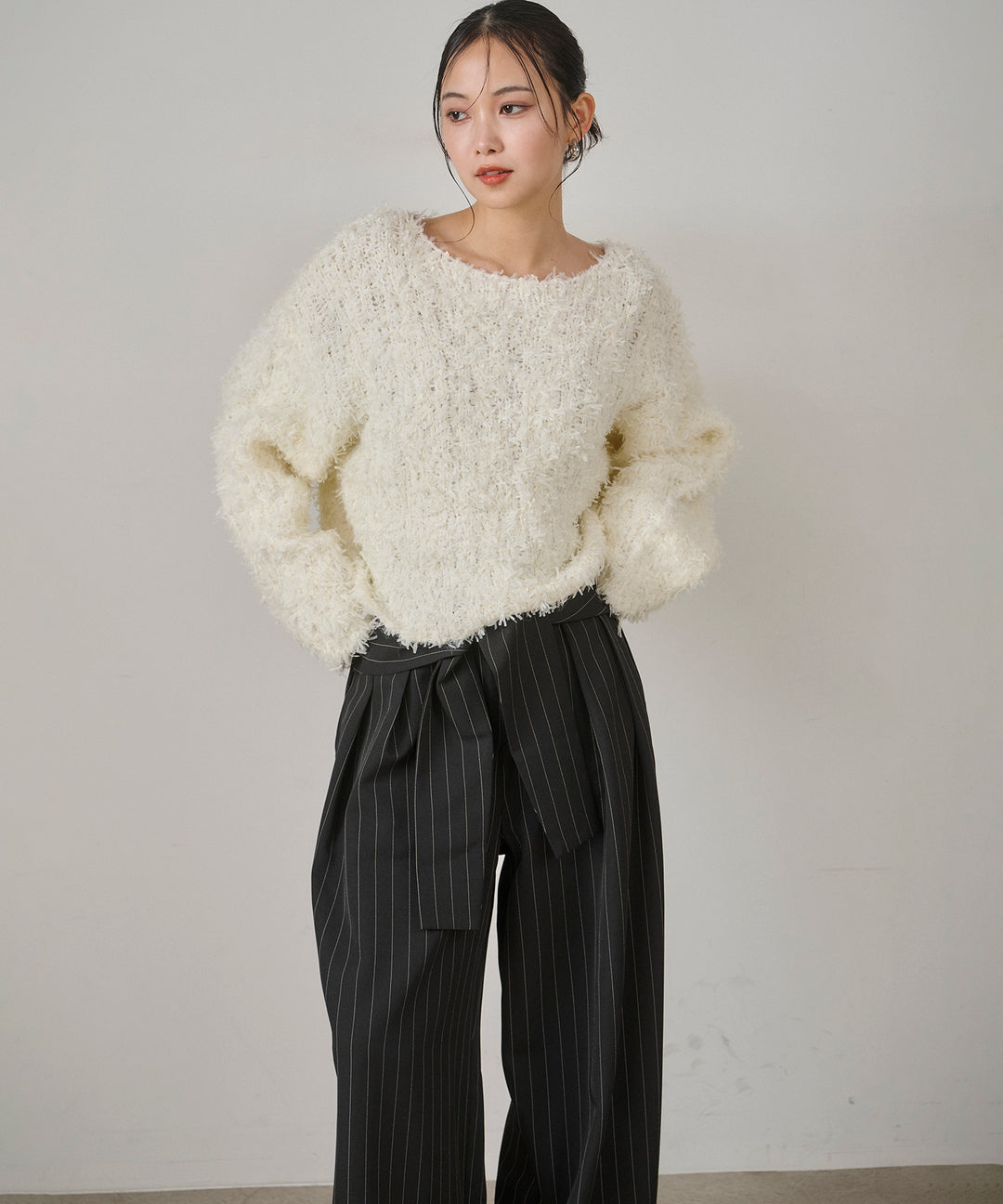 (eliuu)Pinstripe Coil Slacks