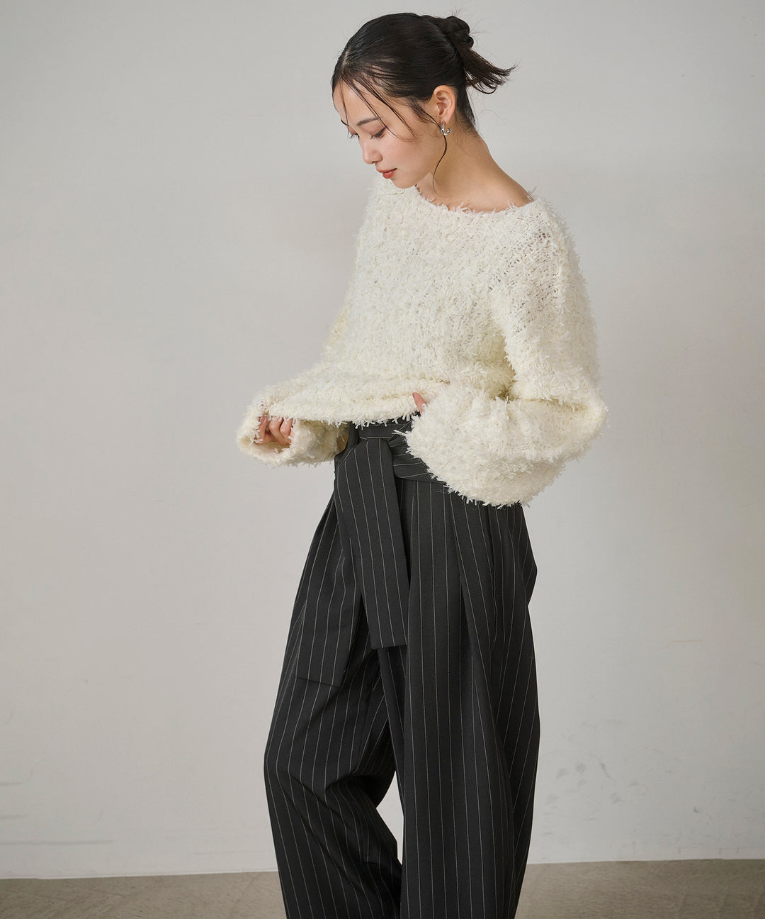 (eliuu)Pinstripe Coil Slacks