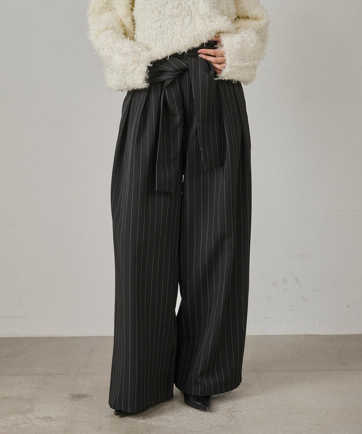 [SET]Tape Yarn P/O Kint+Pinstripe Coil Slacks