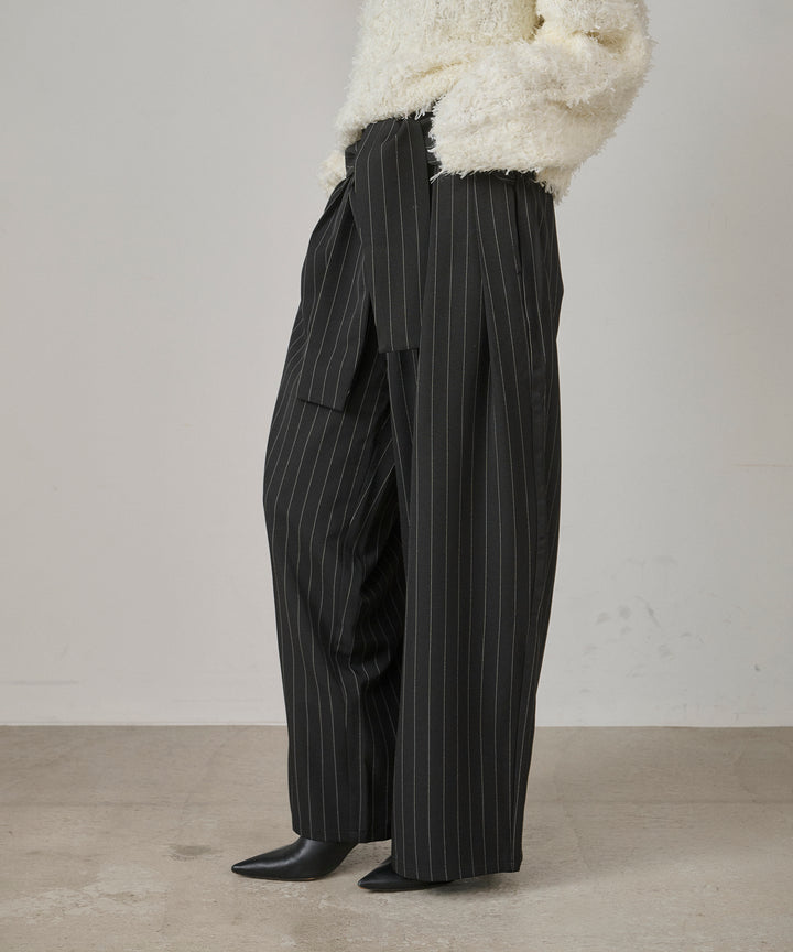 [SET]Tape Yarn P/O Kint+Pinstripe Coil Slacks