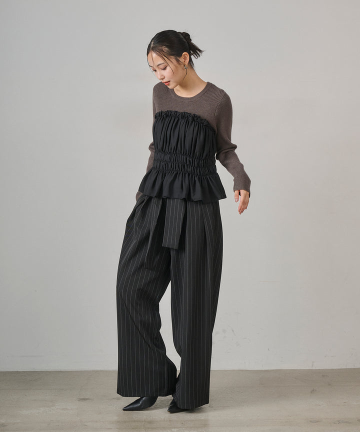 (eliuu)Pinstripe Coil Slacks