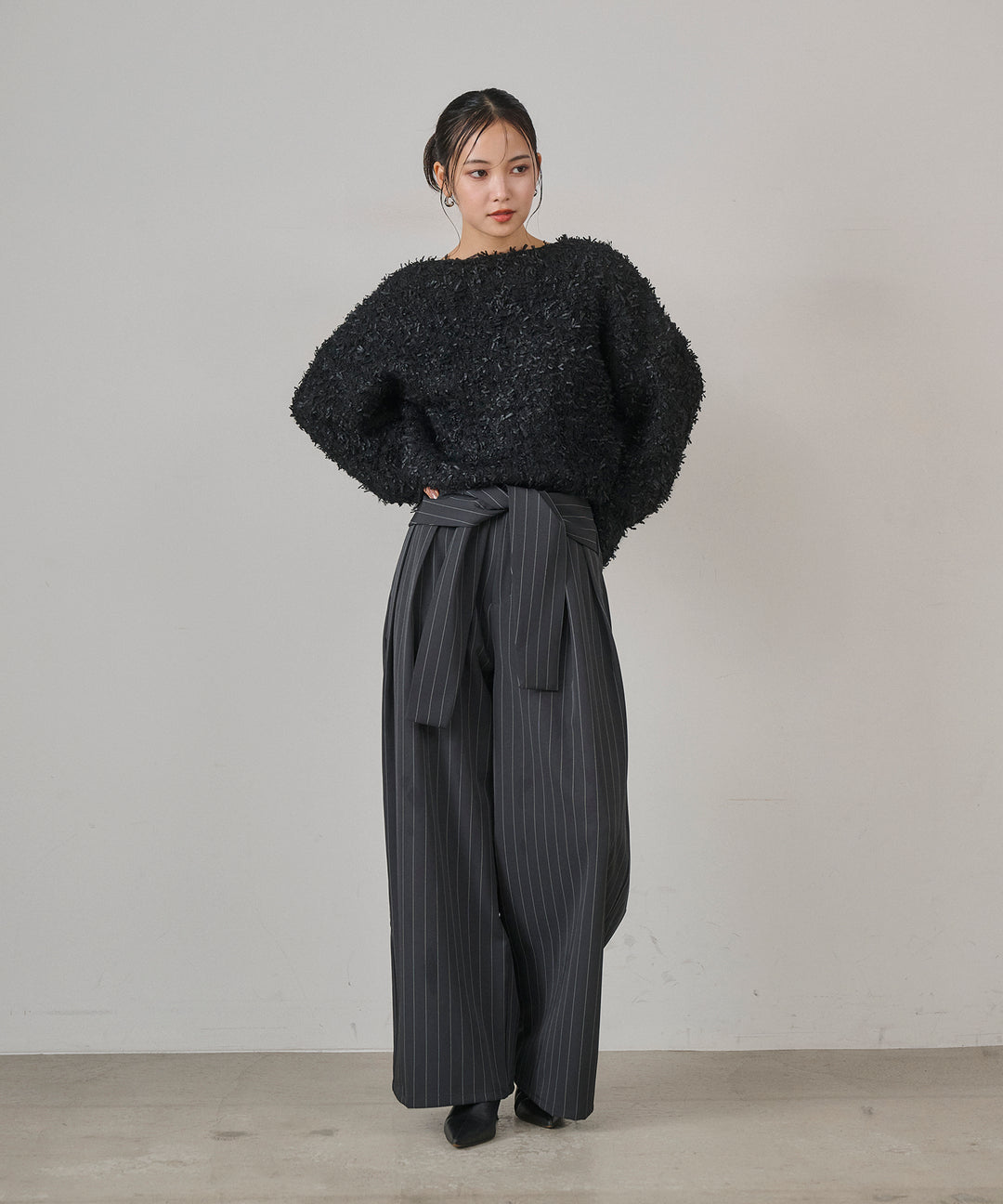 (eliuu)Pinstripe Coil Slacks