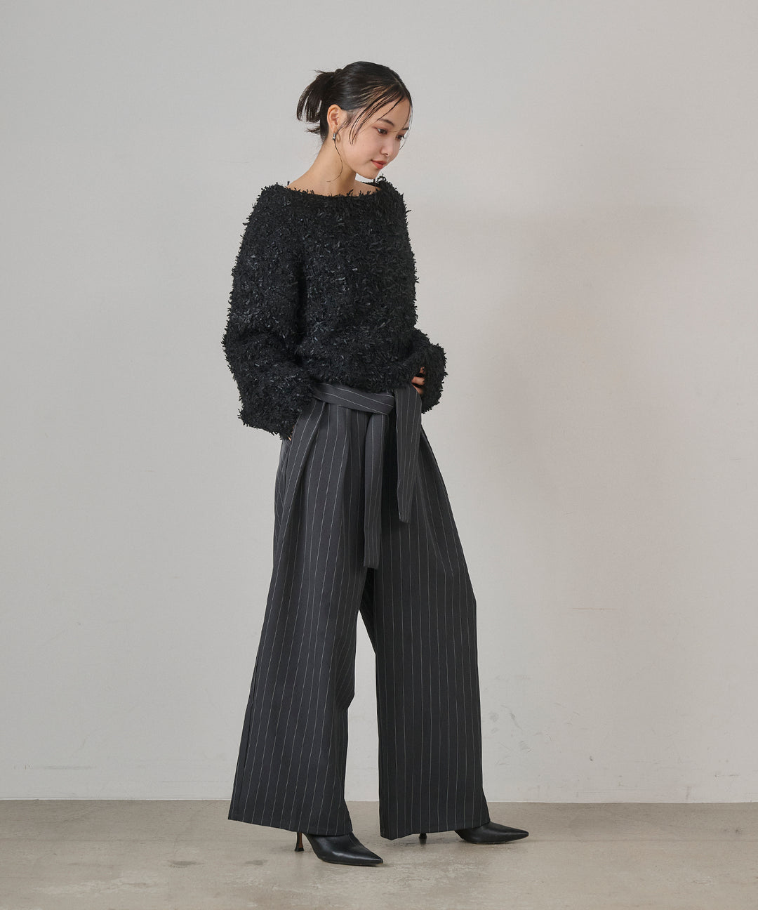(eliuu)Pinstripe Coil Slacks