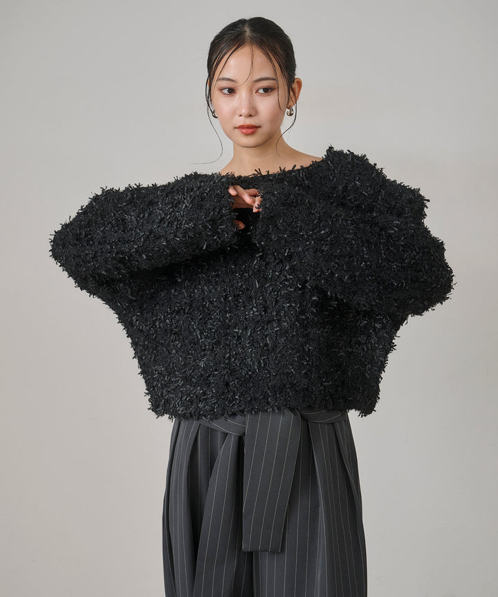 [SET]Tape Yarn P/O Kint+Pinstripe Coil Slacks