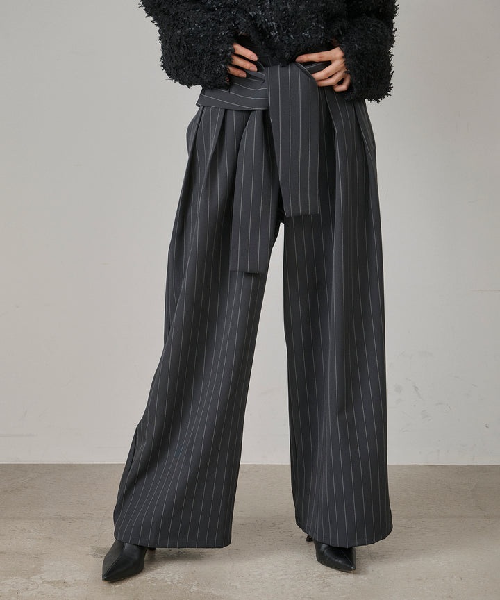 [SET]Tape Yarn P/O Kint+Pinstripe Coil Slacks