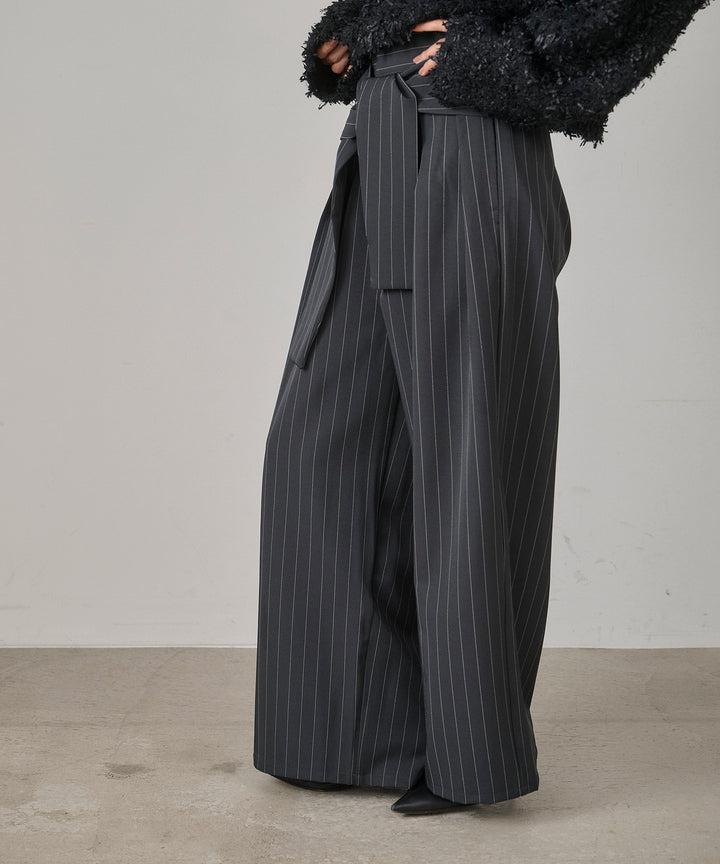 [SET]Tape Yarn P/O Kint+Pinstripe Coil Slacks