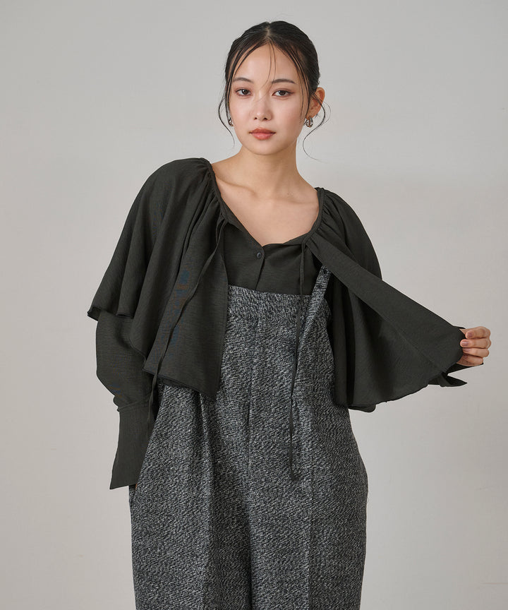(eliuu)Cape Collar Tiered Blouse