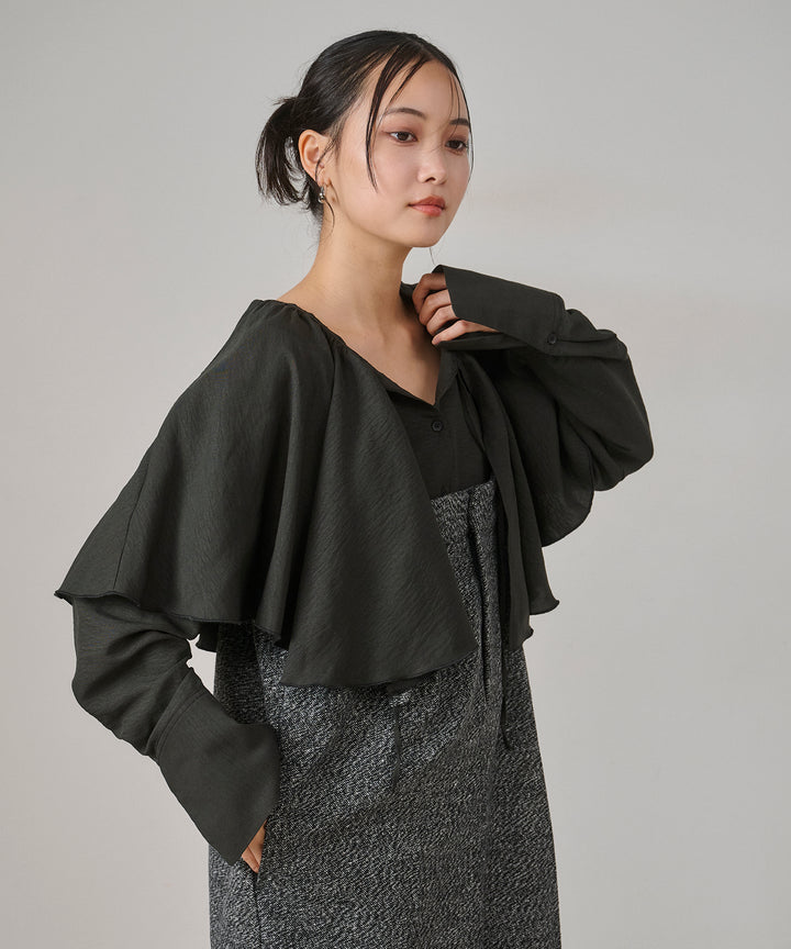 (eliuu)Cape Collar Tiered Blouse