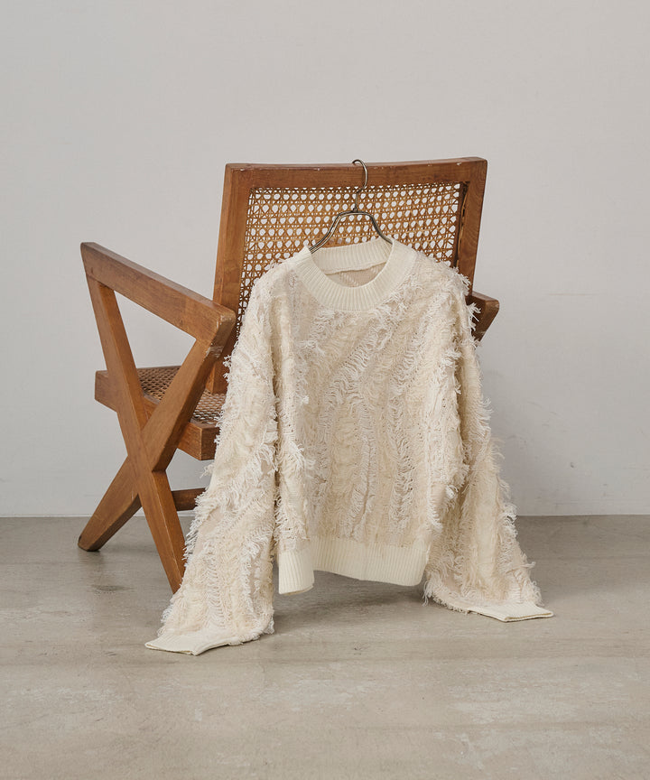 (eliuu)Pattern Fringe Knit PO