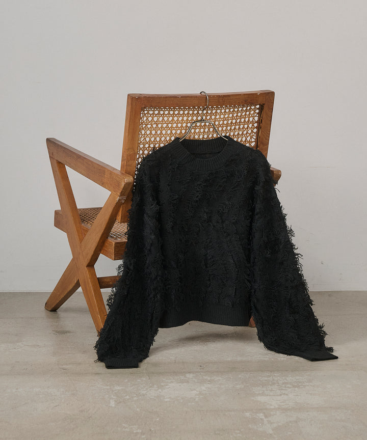 (eliuu)Pattern Fringe Knit PO