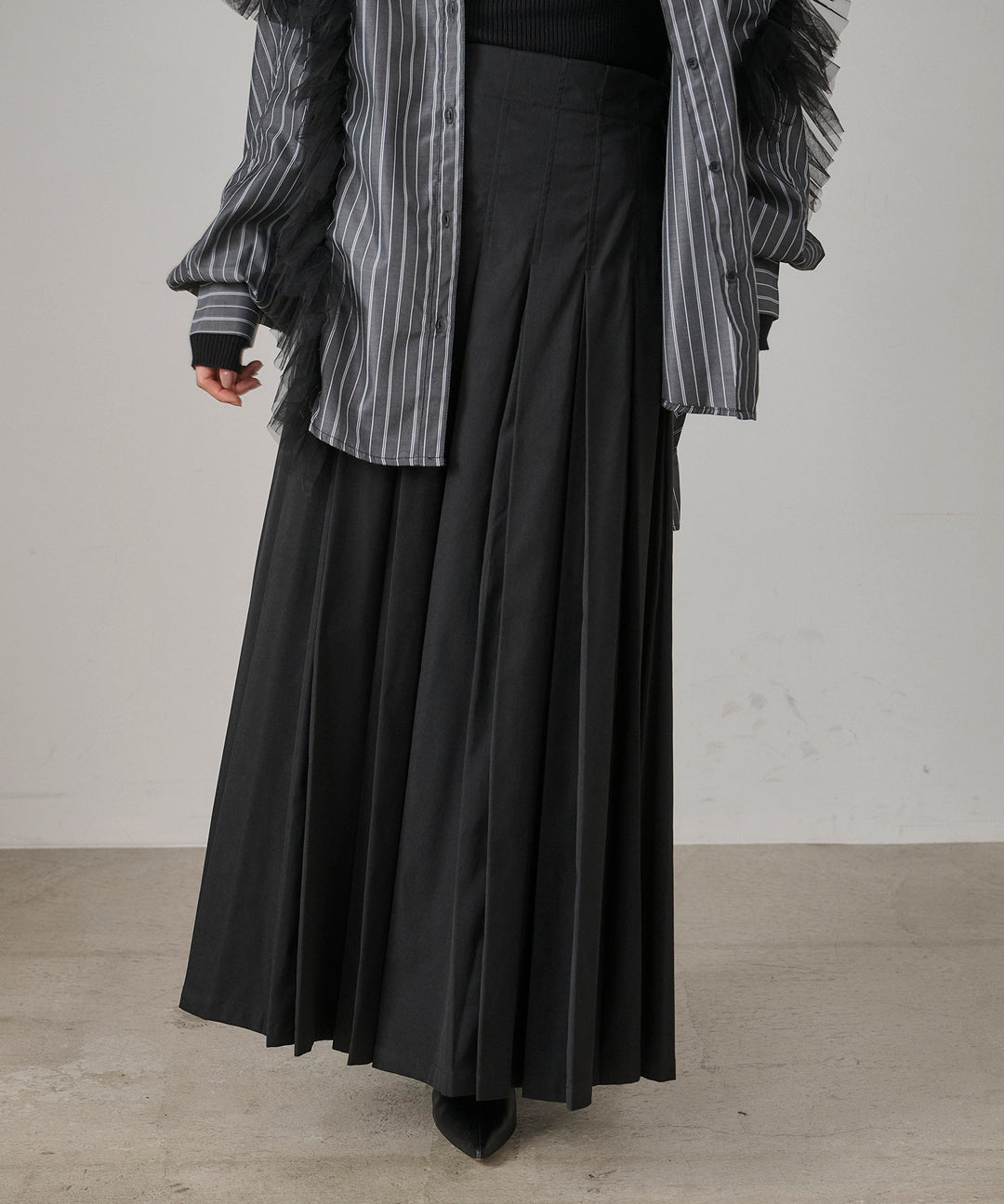 (eliuu)W Tuck SENSU Pleat SK