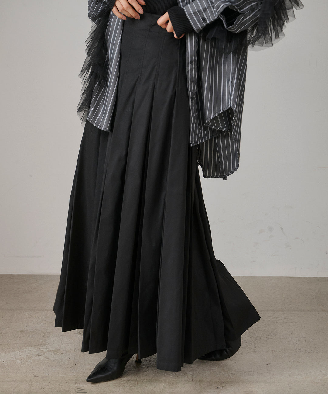 (eliuu)W Tuck SENSU Pleat SK