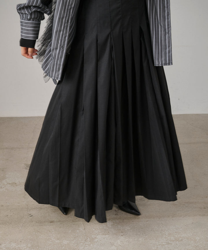 [SET]Bubble Layer Stripe Shirt+W Tuck SENSU Pleat SK