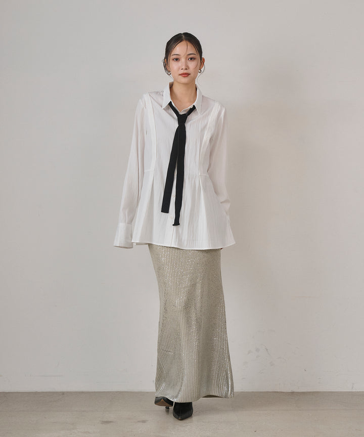 (eliuu)Luminous Foil Knit Skirt