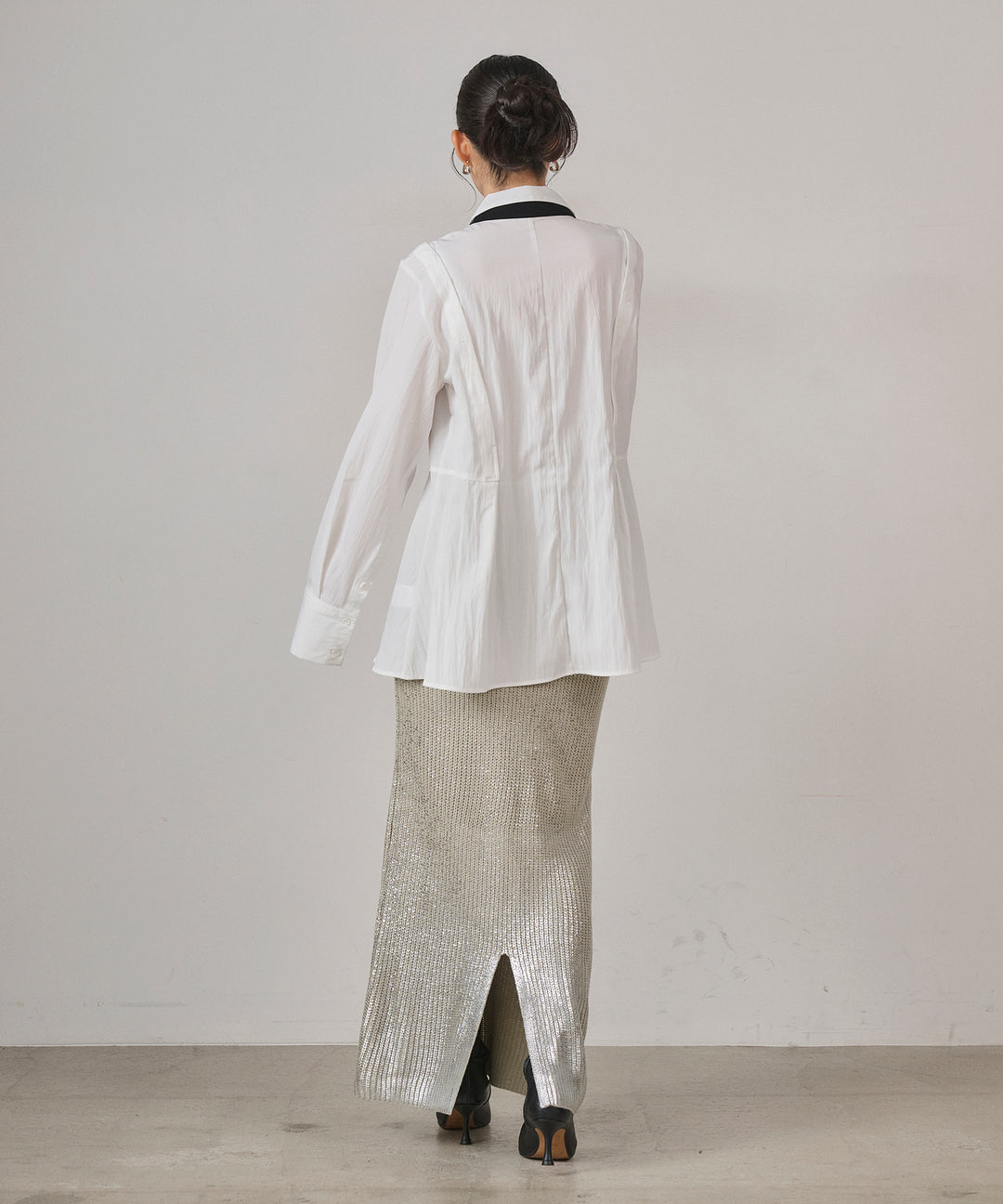 (eliuu)Luminous Foil Knit Skirt