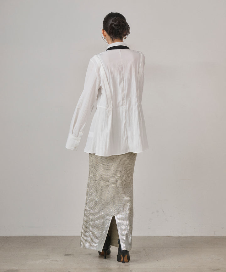 (eliuu)Luminous Foil Knit Skirt