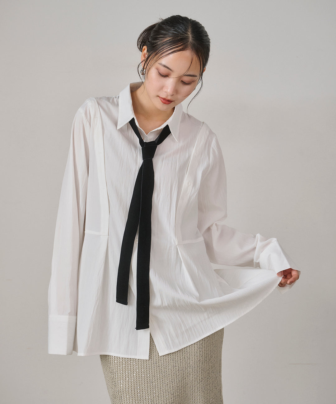 (eliuu)Multi Way Tuck Shirt