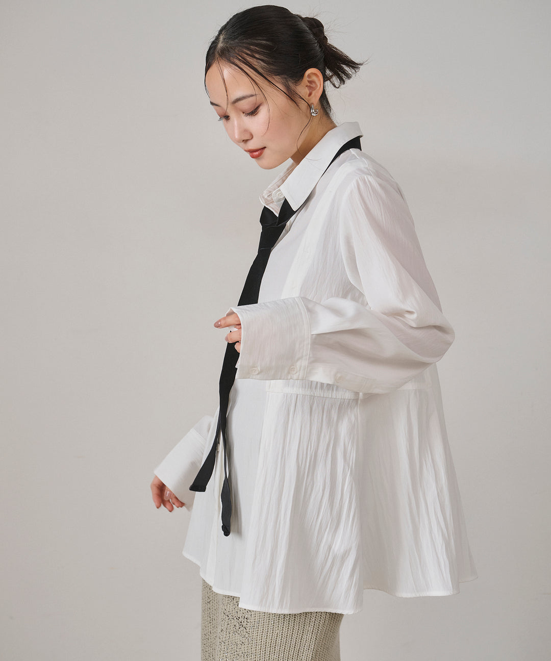 (eliuu)Multi Way Tuck Shirt