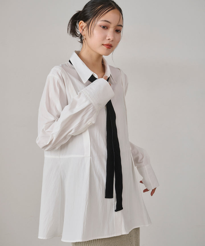 [SET]Preppy V/C Knit+Multi Way Tuck Shirt