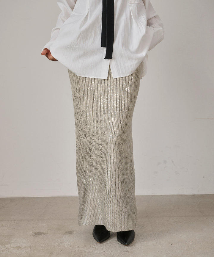 (eliuu)Luminous Foil Knit Skirt