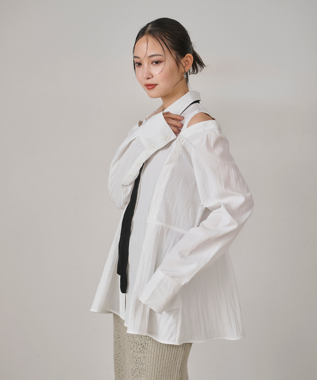 (eliuu)Multi Way Tuck Shirt