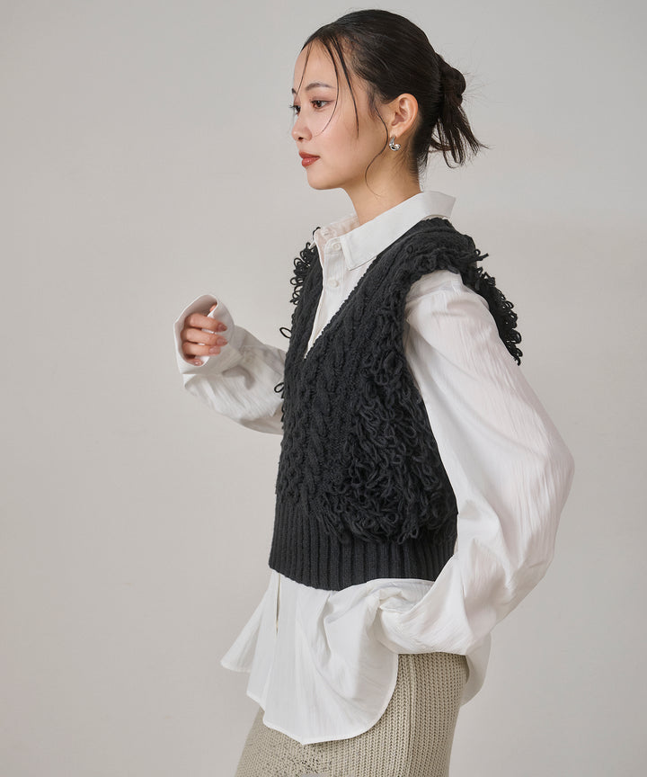 (eliuu)Loop Fringe Knit Vest