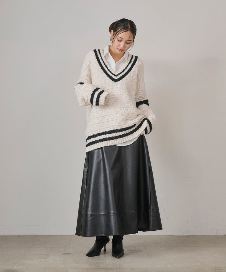(eliuu)Preppy V/C Knit