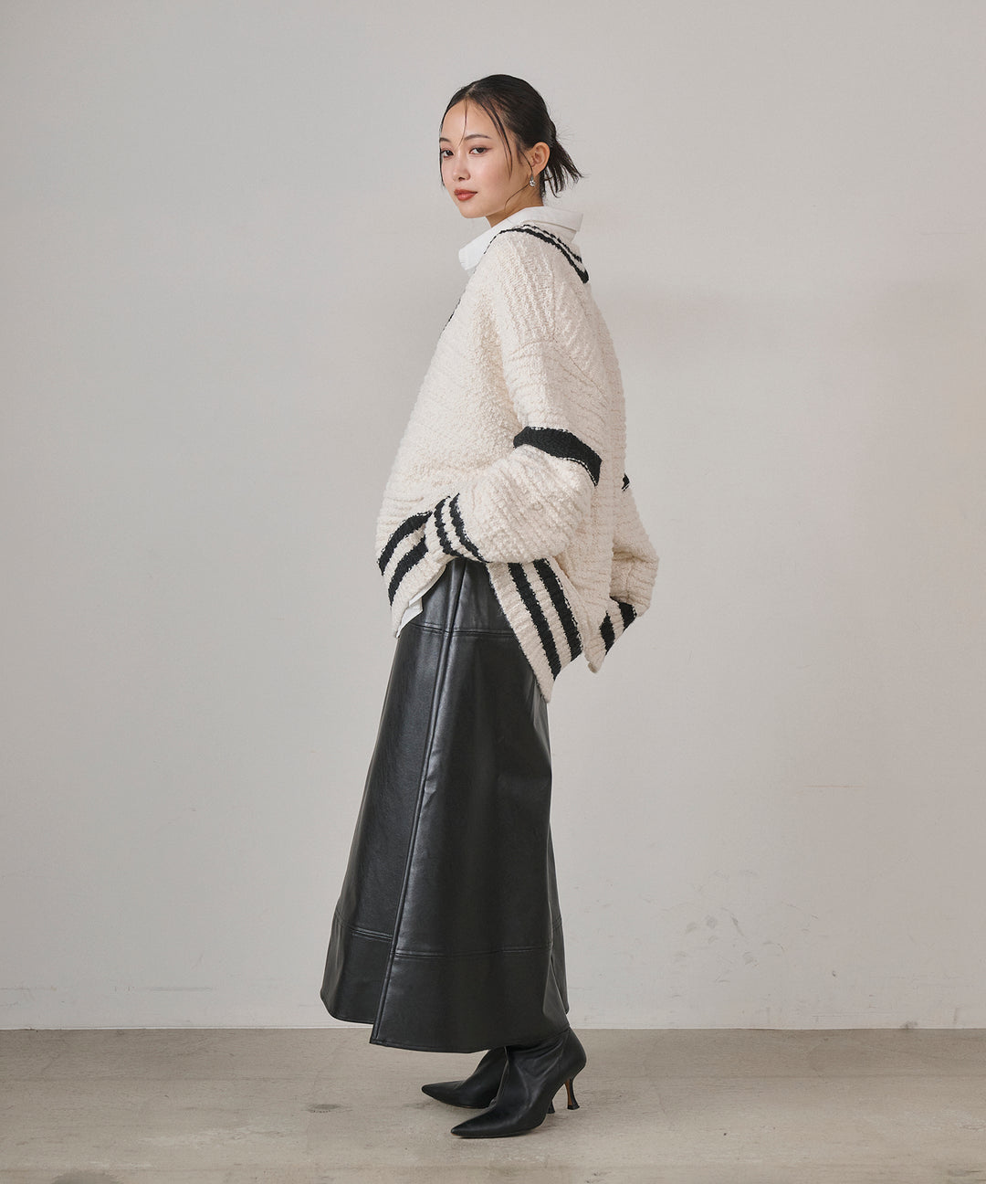 (eliuu)Preppy V/C Knit