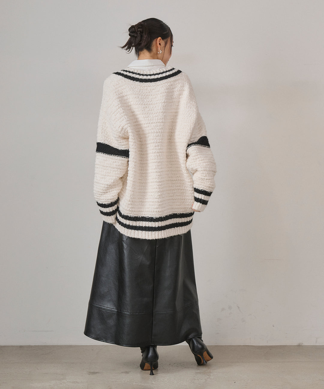 (eliuu)F Leather Flare Skirt