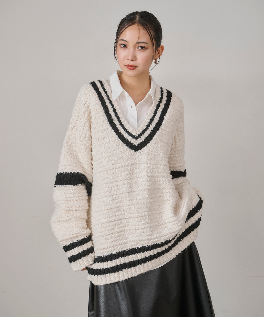 (eliuu)Preppy V/C Knit