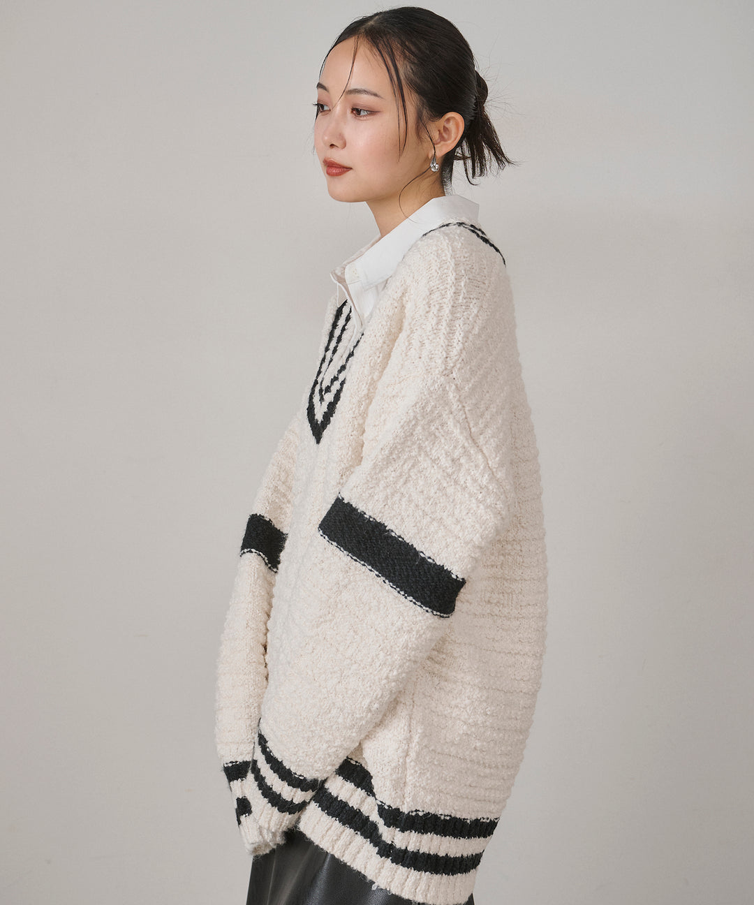 (eliuu)Preppy V/C Knit