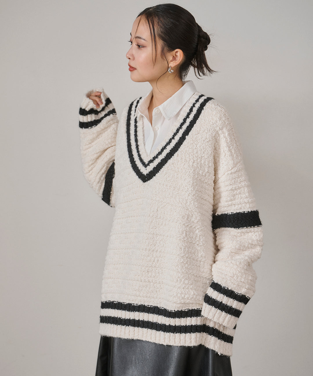 (eliuu)Preppy V/C Knit