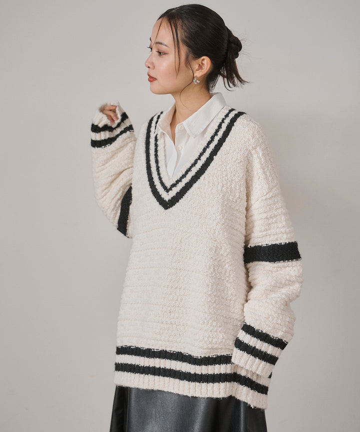 (eliuu)Preppy V/C Knit