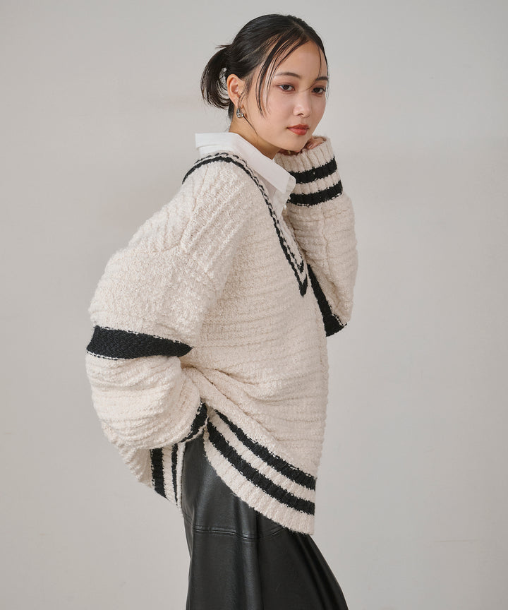 (eliuu)Preppy V/C Knit