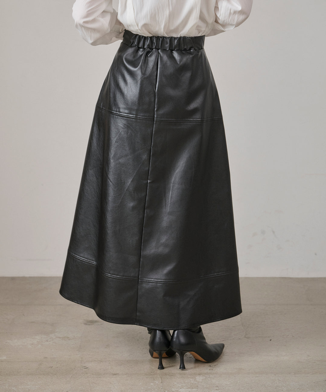 (eliuu)F Leather Flare Skirt