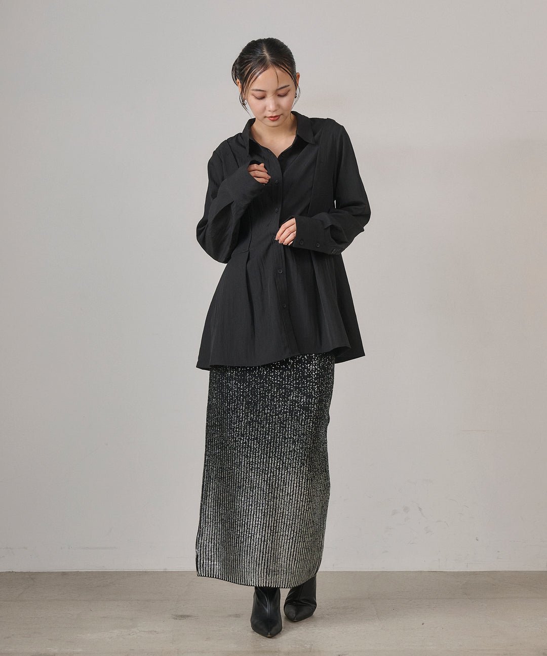 (eliuu)Multi Way Tuck Shirt