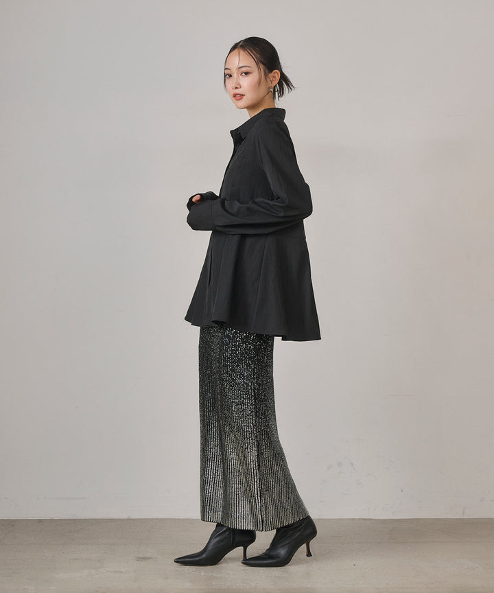 (eliuu)Luminous Foil Knit Skirt
